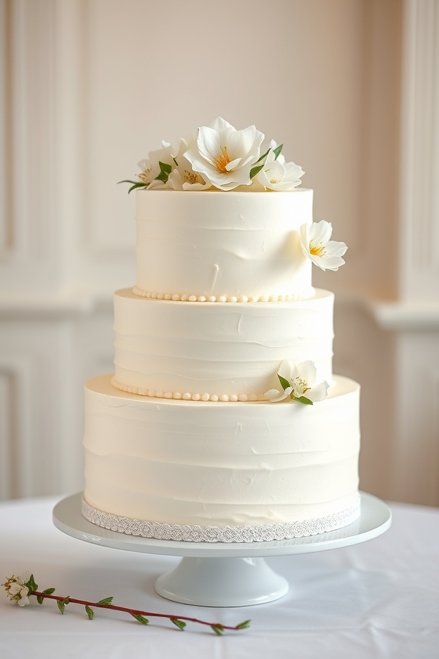 elegant white buttercream cake
