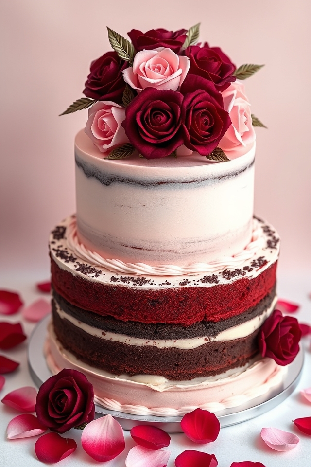 elegant wine roses cake