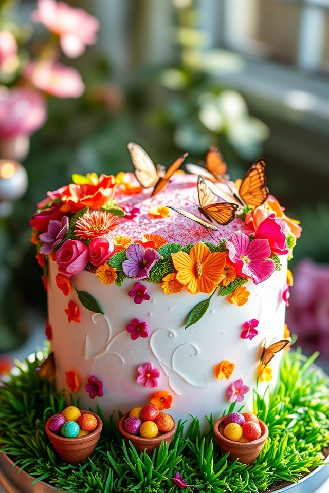 enchanting butterfly garden cake