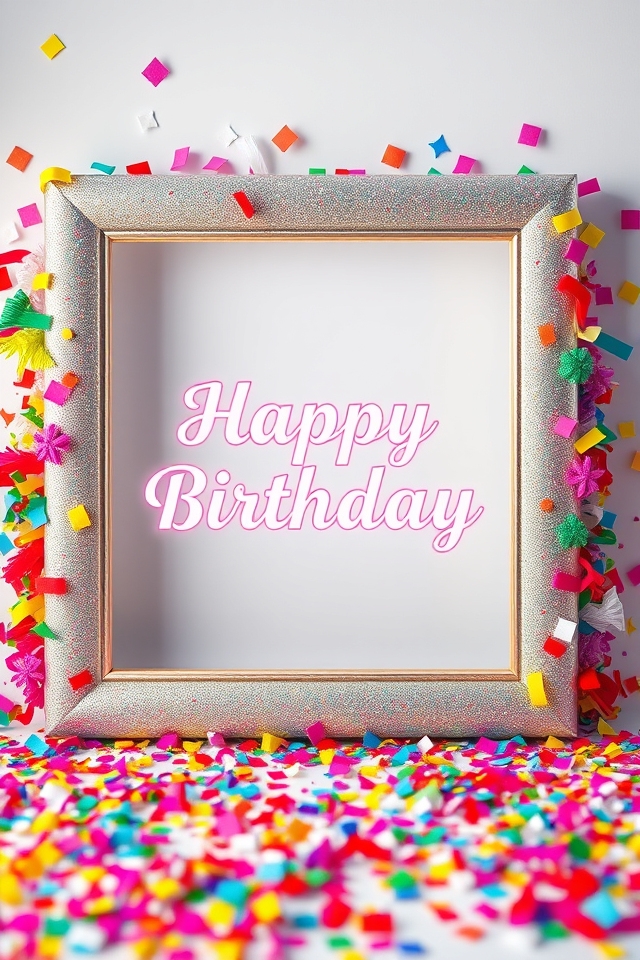 festive birthday confetti frame