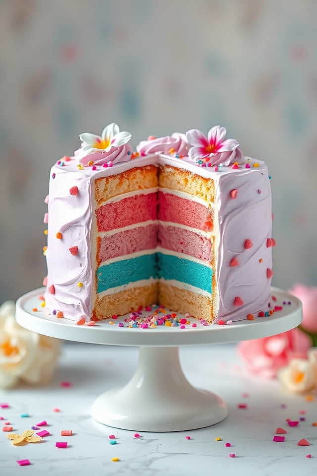 festive pastel rainbow cake