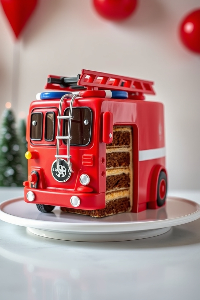 firefighter themed birthday cake