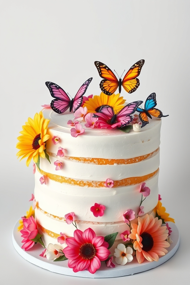 floral butterfly cake design