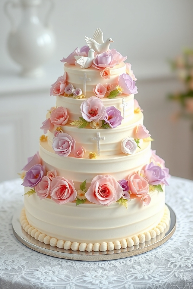 floral communion celebration cake