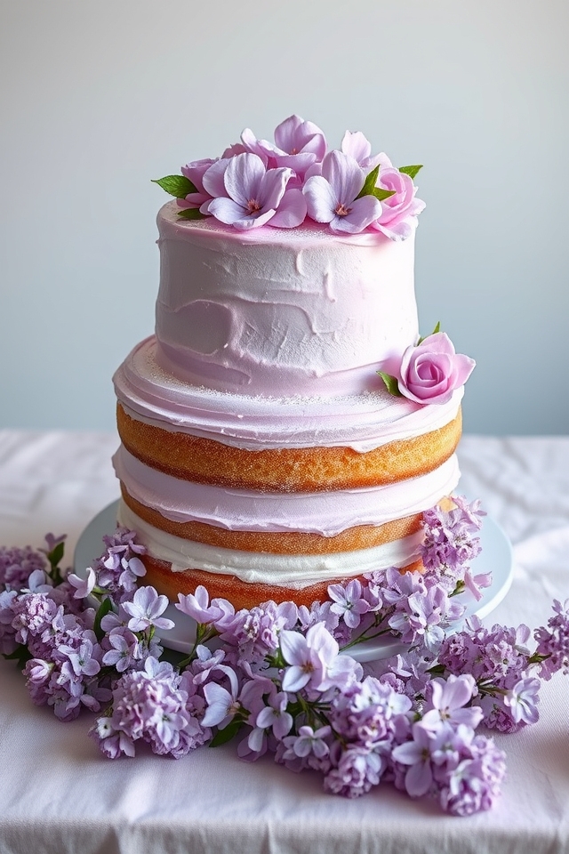 floral lavender buttercream cake