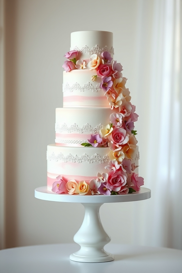 floral multi tiered cake