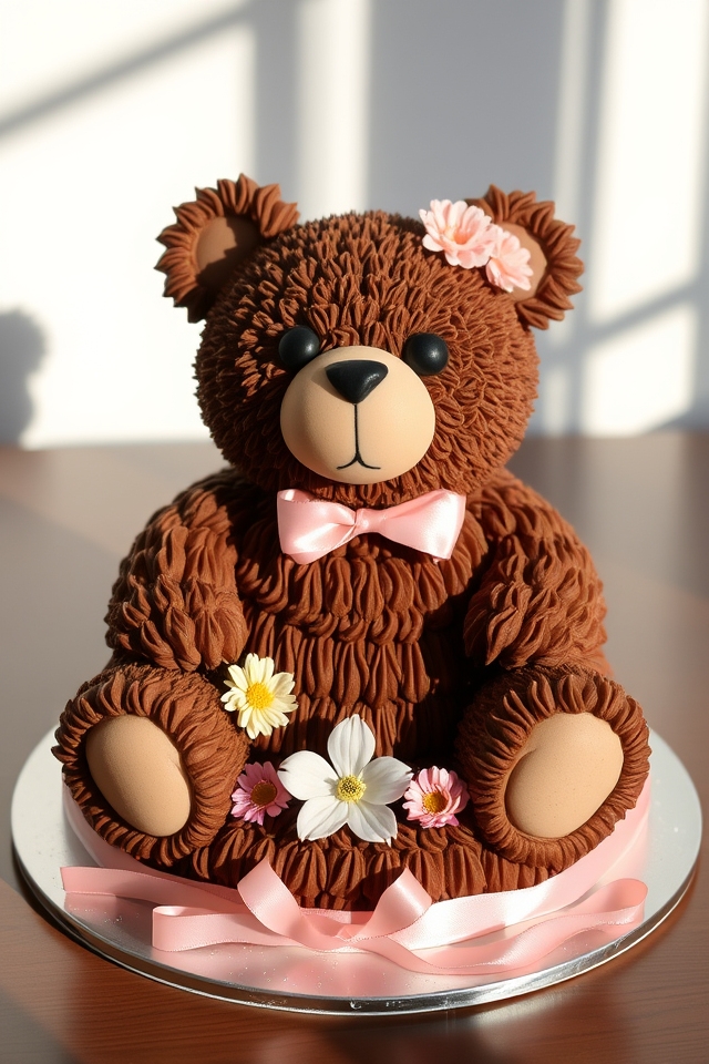 floral teddy bear cake