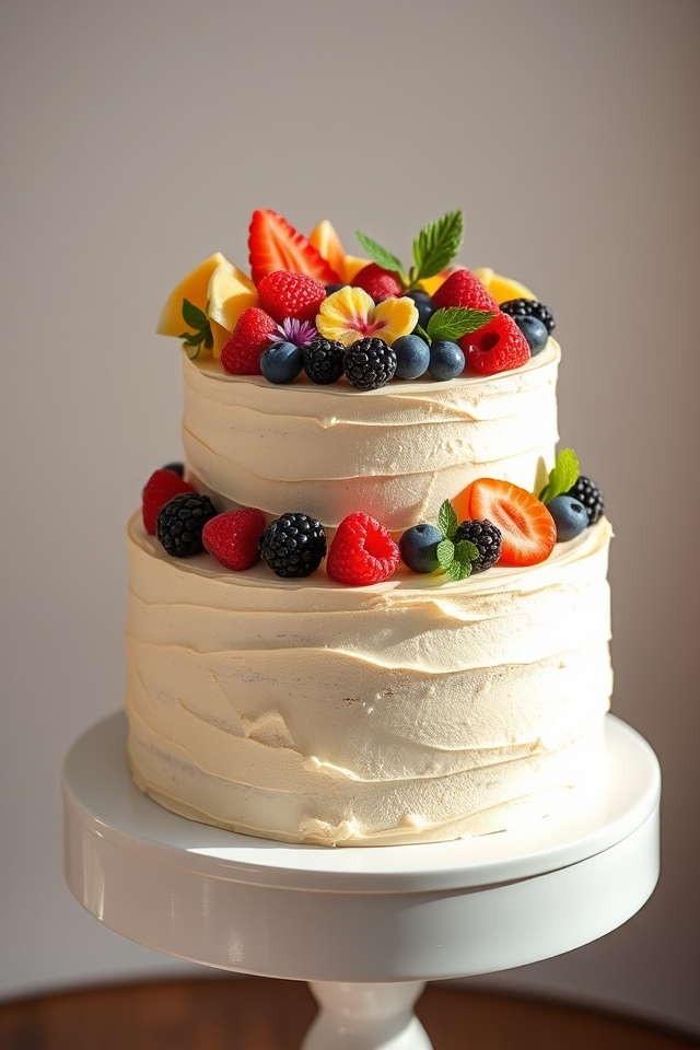 fruit embellished wedding cake