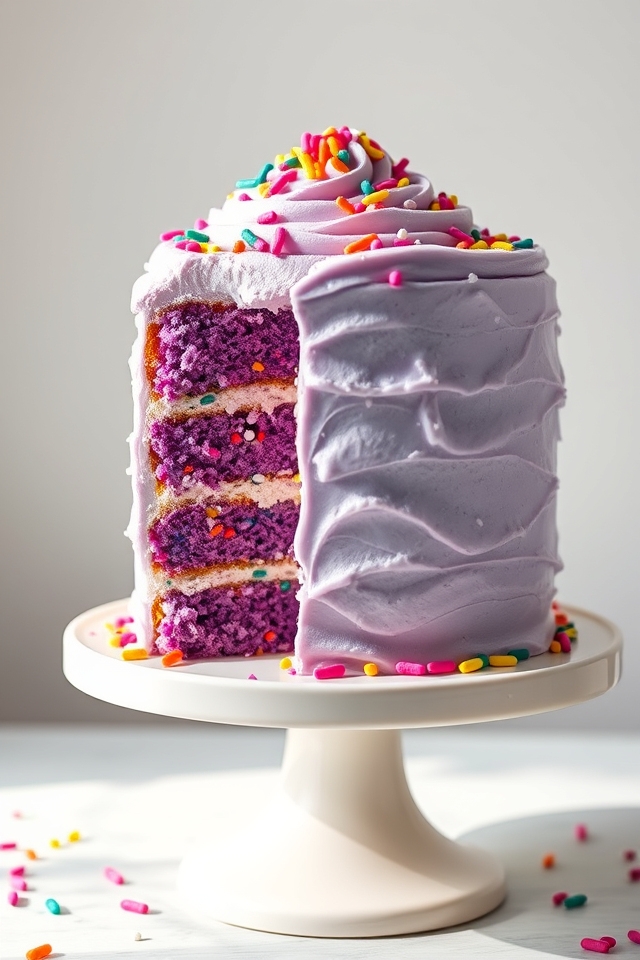 funfetti purple birthday cake