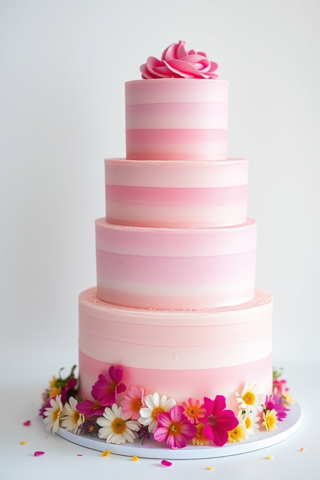 gradient frosted vanilla cake