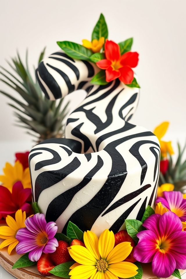 hand painted zebra cake design