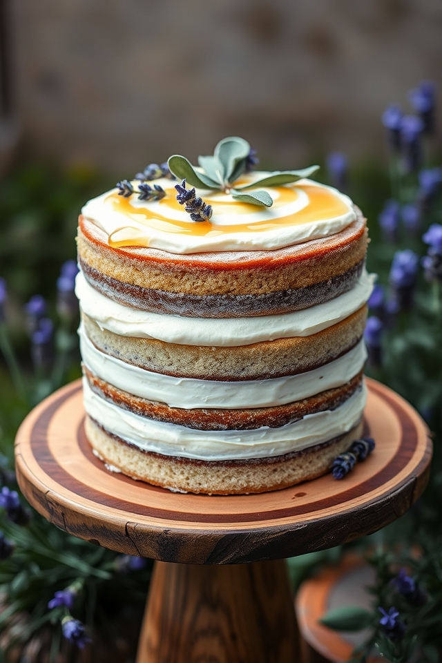 lavender sage naked cake
