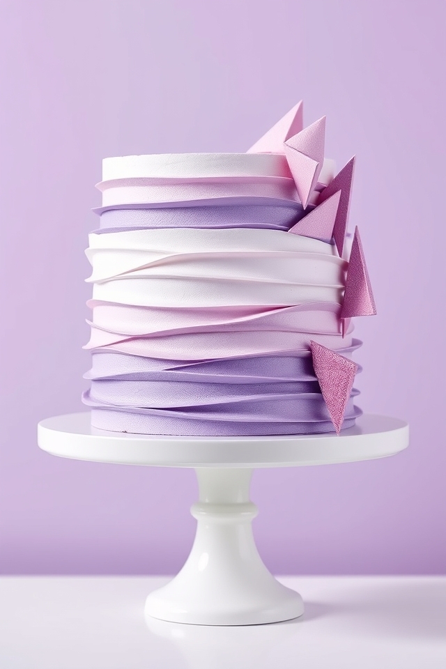 layered lilac geometric cake