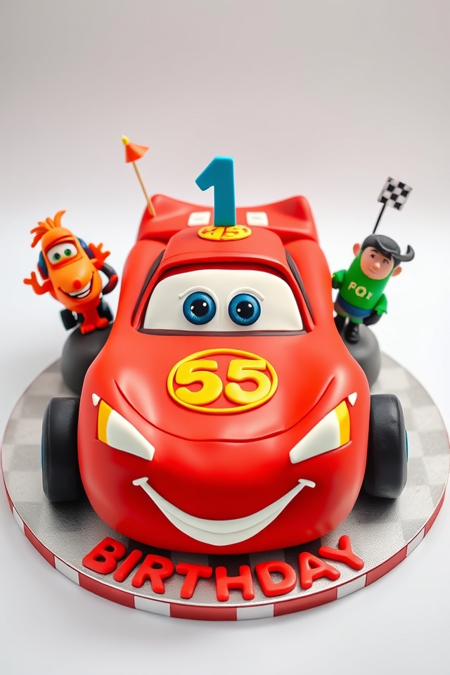 lightning mcqueen themed cake