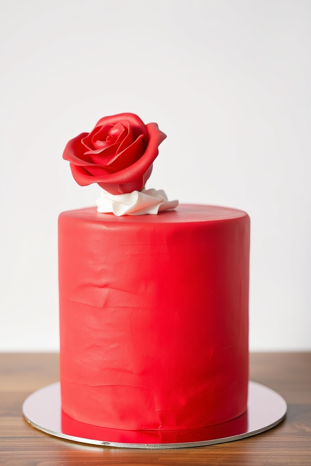 luxurious red fondant cake