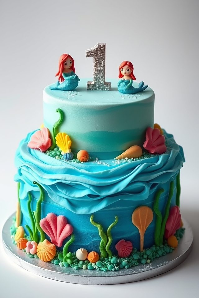 mermaid themed birthday cake