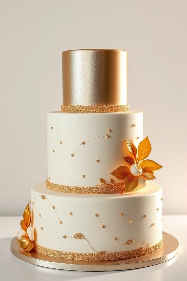 metallic cake design accents