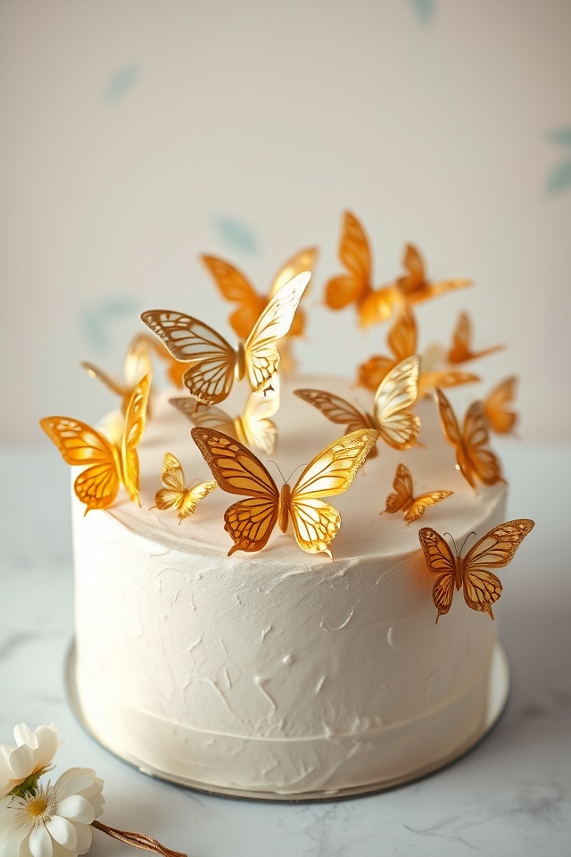 metallic fondant butterfly accents