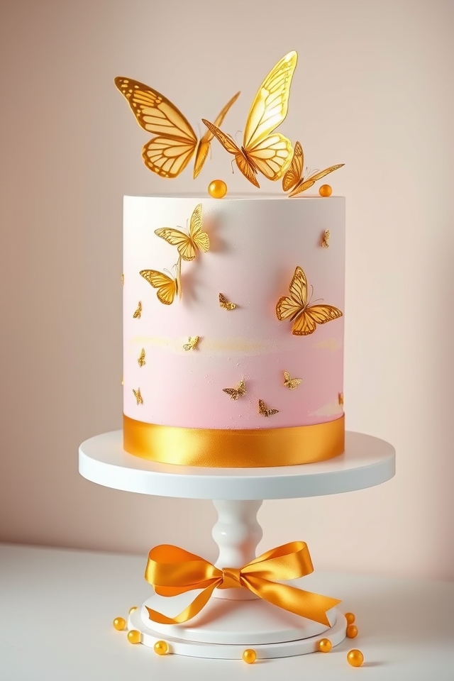 metallic gold cake accents