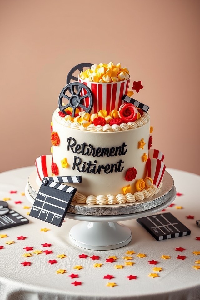 movie themed retirement cake