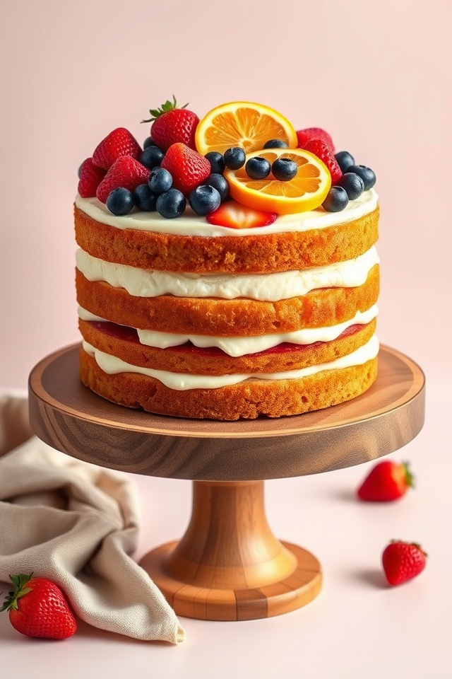 naked cake with fruits
