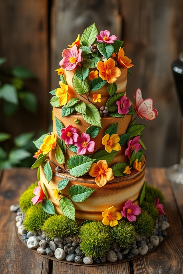 nature themed siblings cake