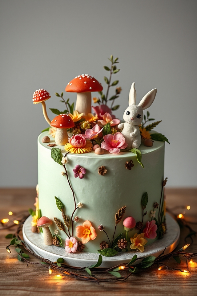 nature themed whimsical cake