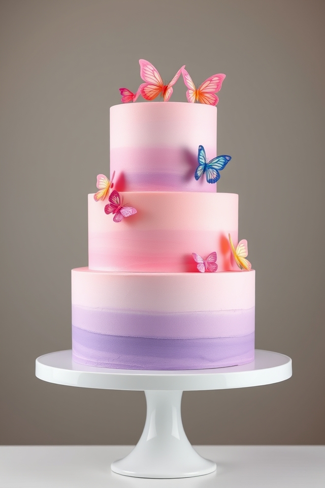 ombre butterfly cake design