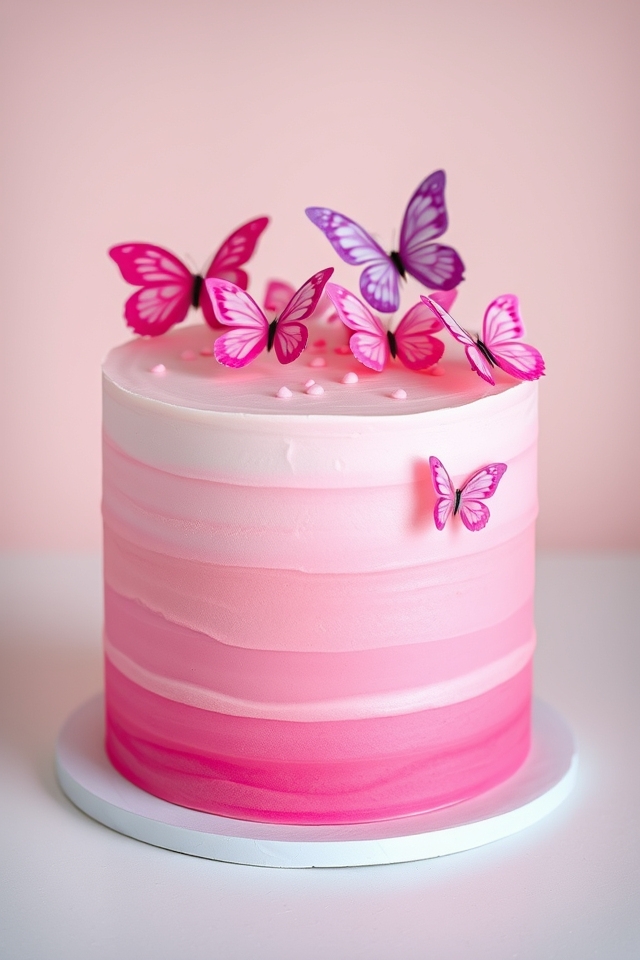 ombre pink butterfly cake