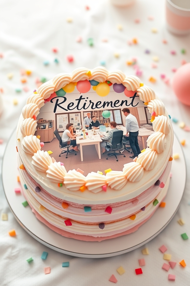personalized retirement photo cake