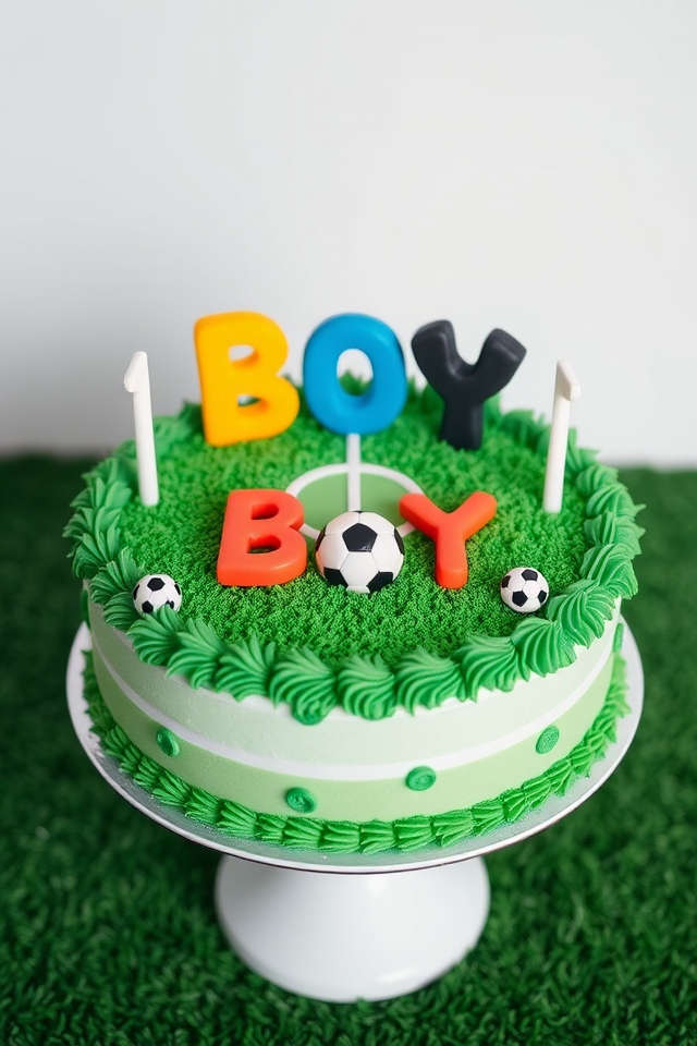 personalized soccer themed birthday cake