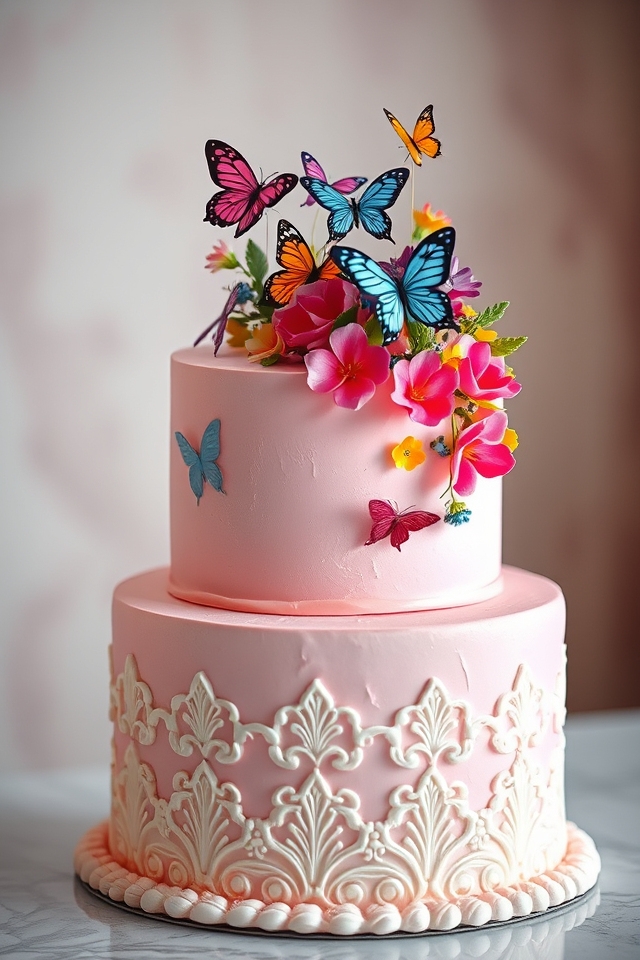pink butterfly cake delight