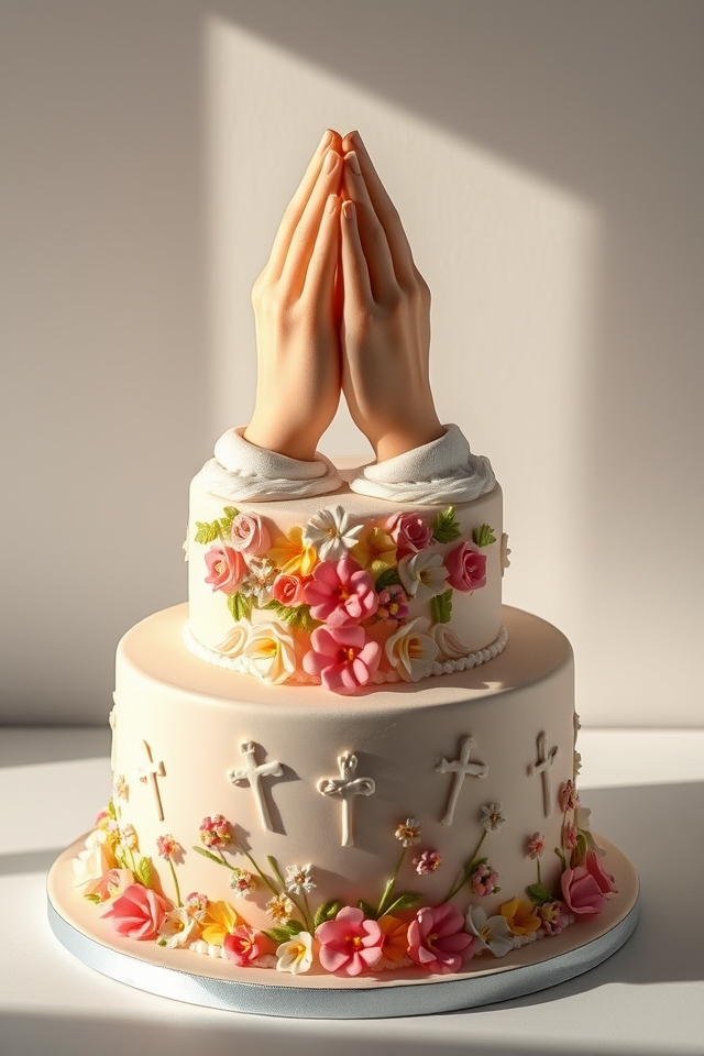 prayer themed celebration cake
