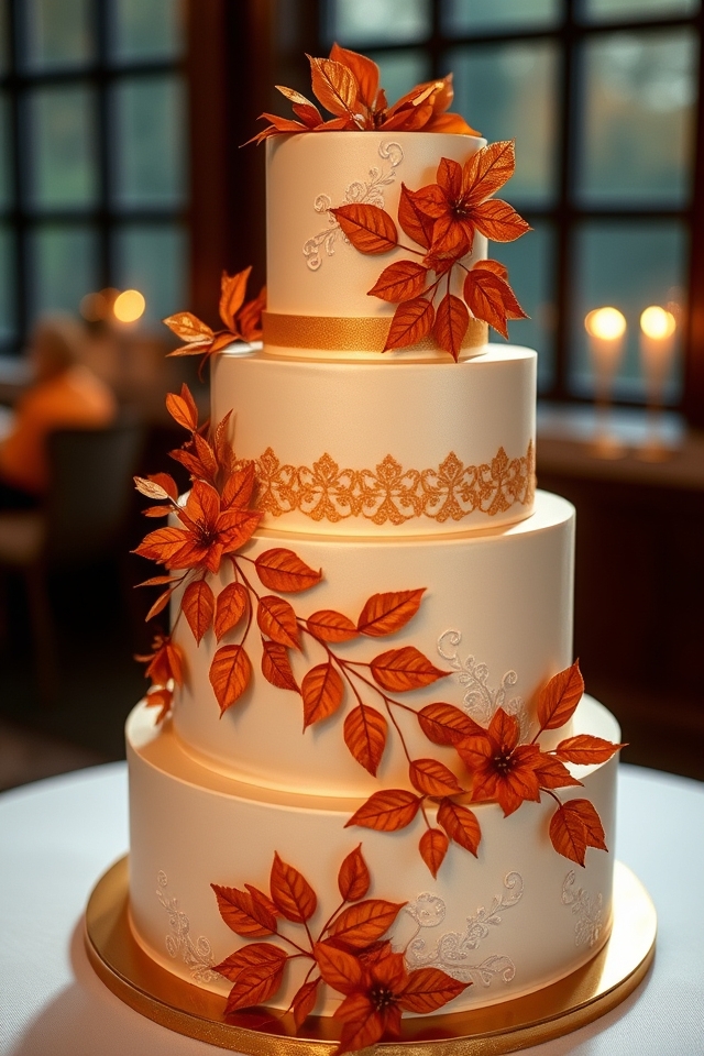 pumpkin spice fondant wedding cake