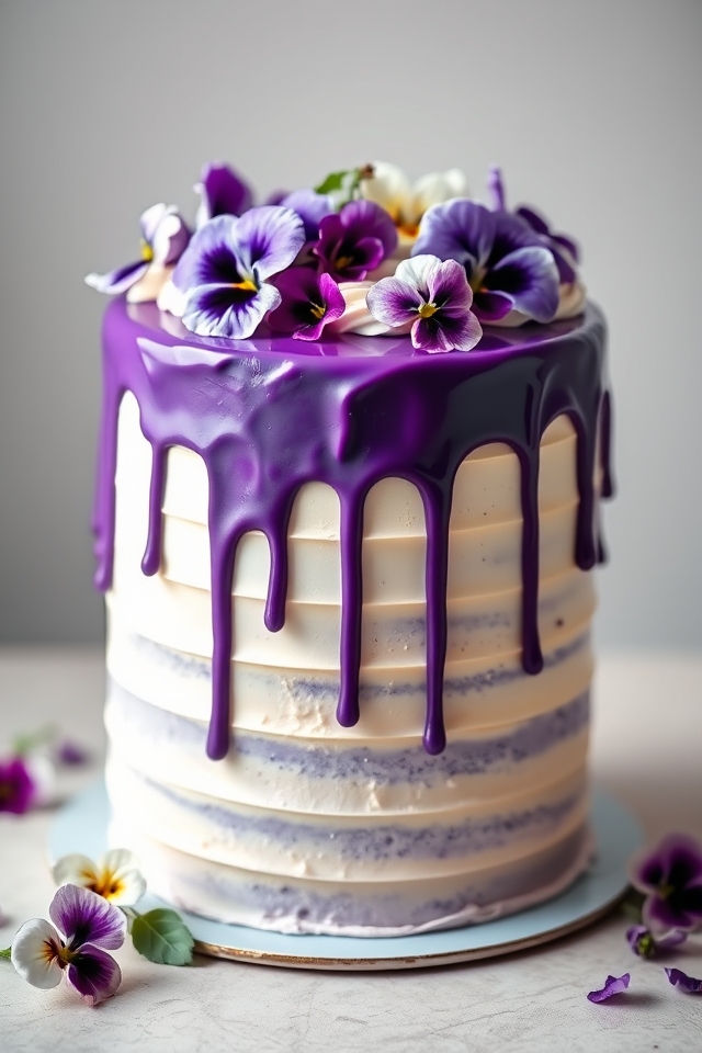 purple flowers cake delight
