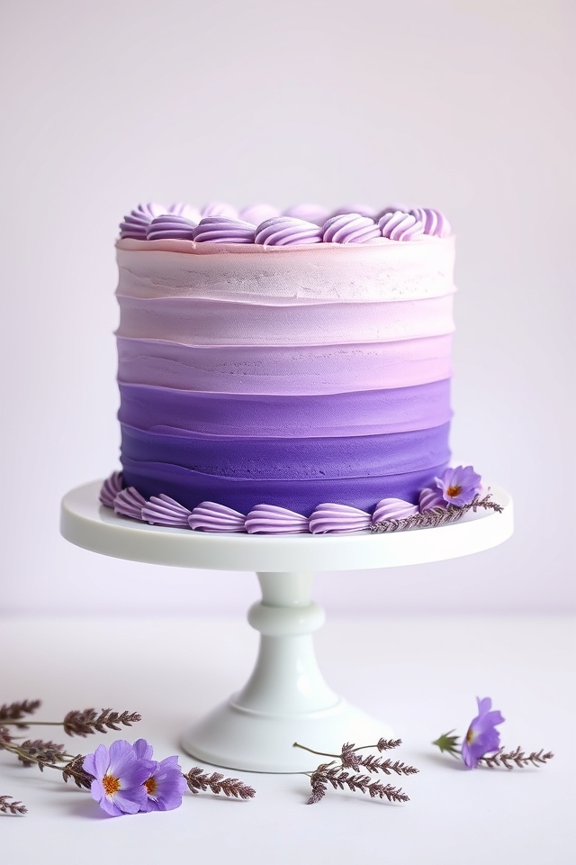 purple gradient buttercream cake