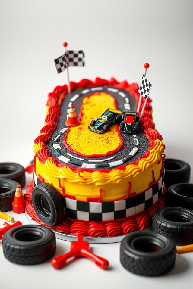 racing themed birthday cake