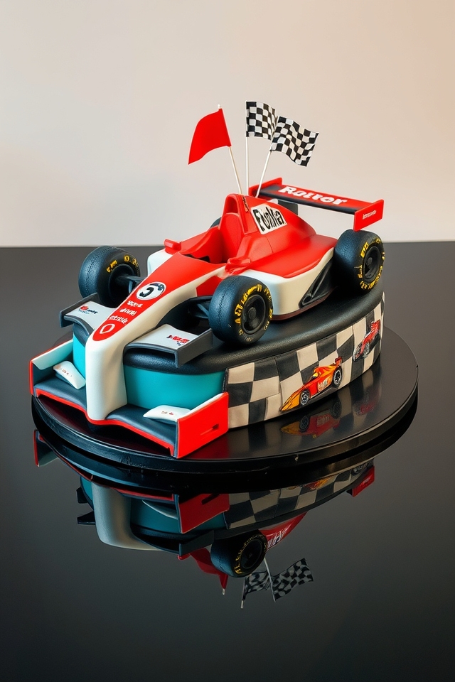 racing themed birthday cake