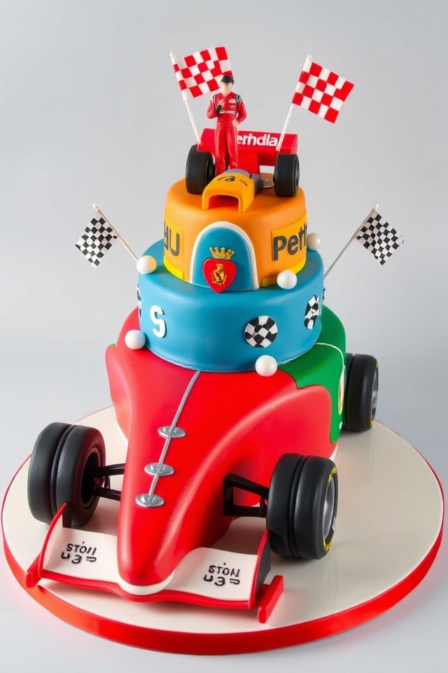 racing themed birthday cake decoration