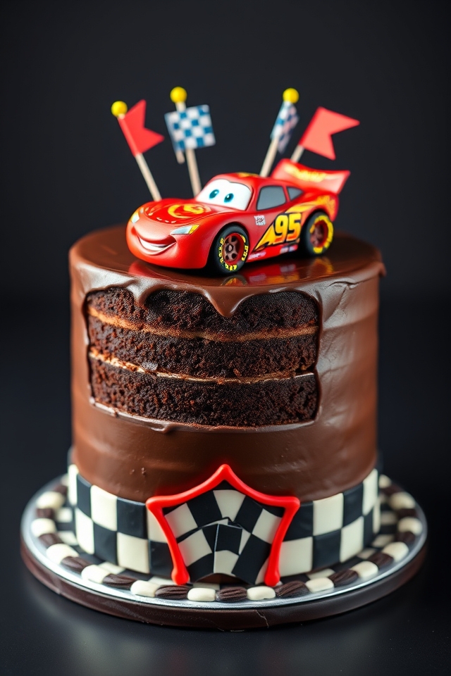 racing themed chocolate cake