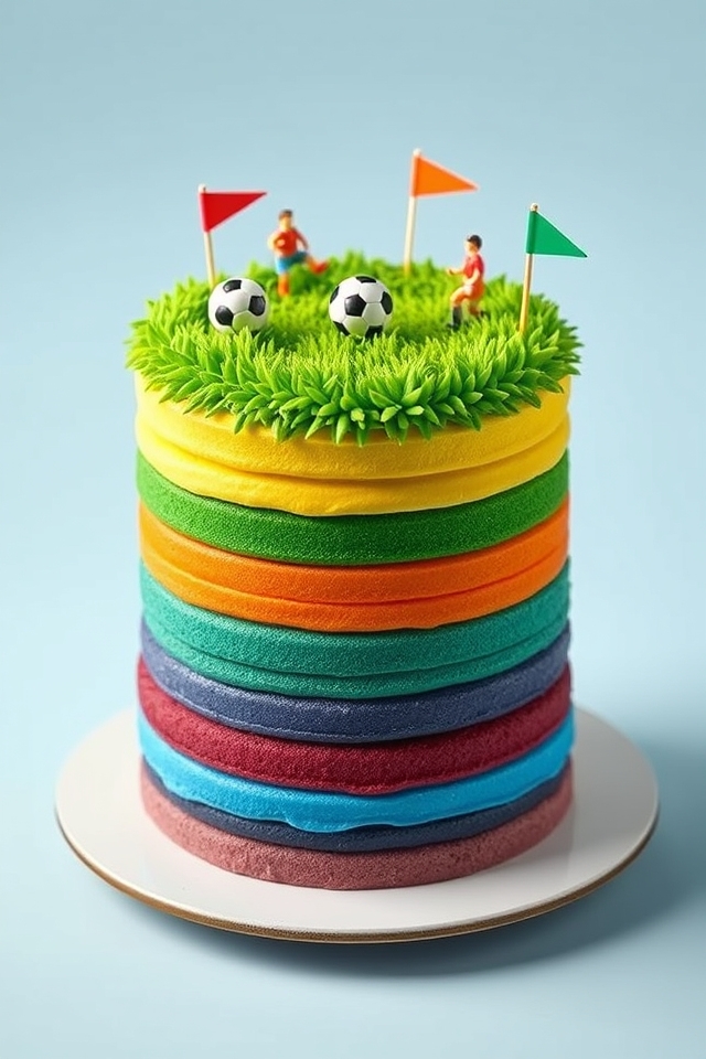 rainbow soccer cake design