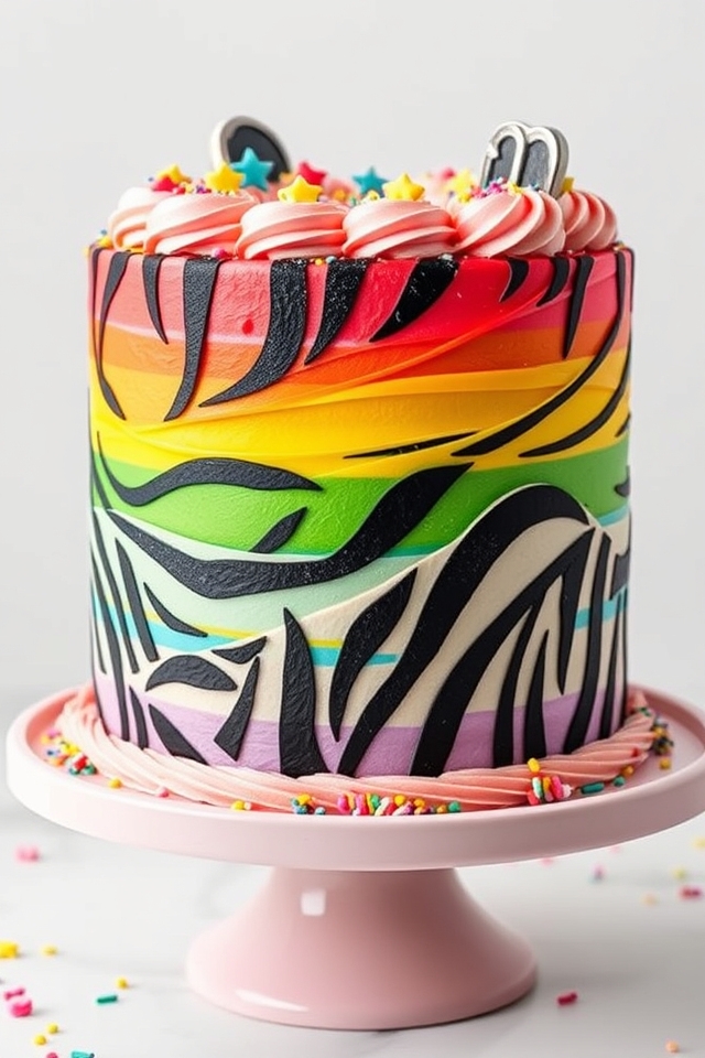 rainbow zebra cake delight