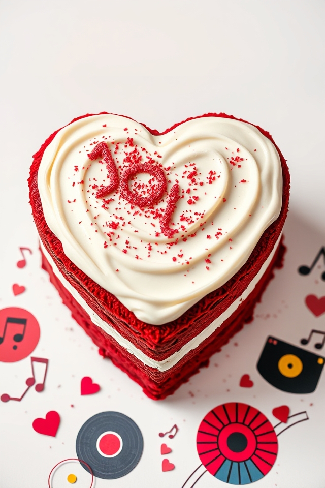 red heart cake decoration
