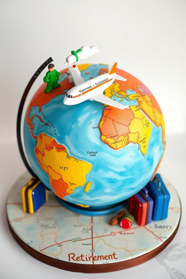 retirement travel adventure cake