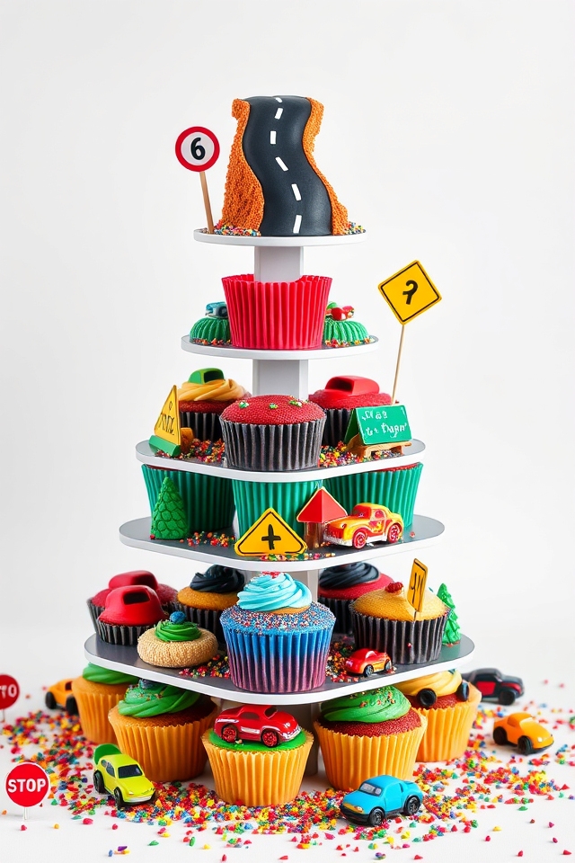road trip cupcake tower