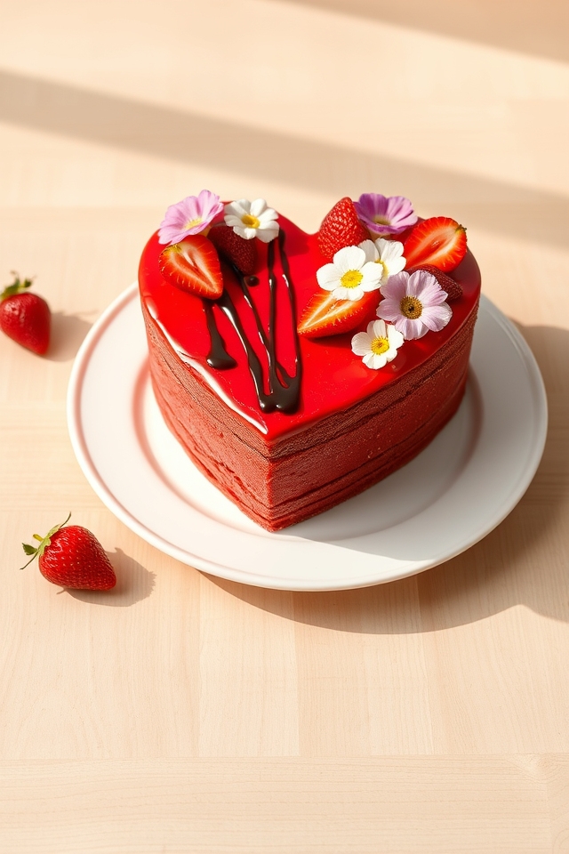 romantic heart shaped cake centerpiece