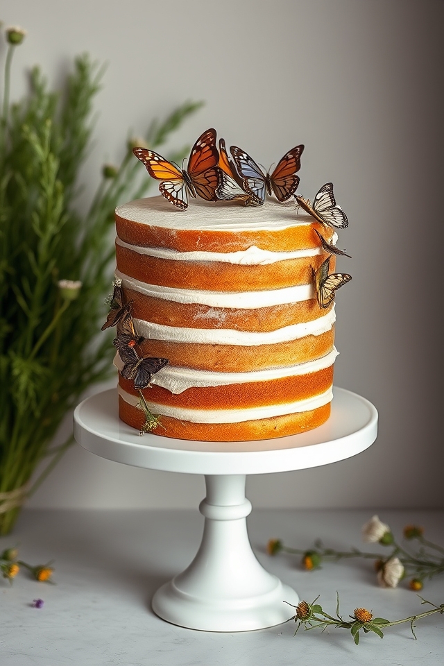 rustic cake with butterflies
