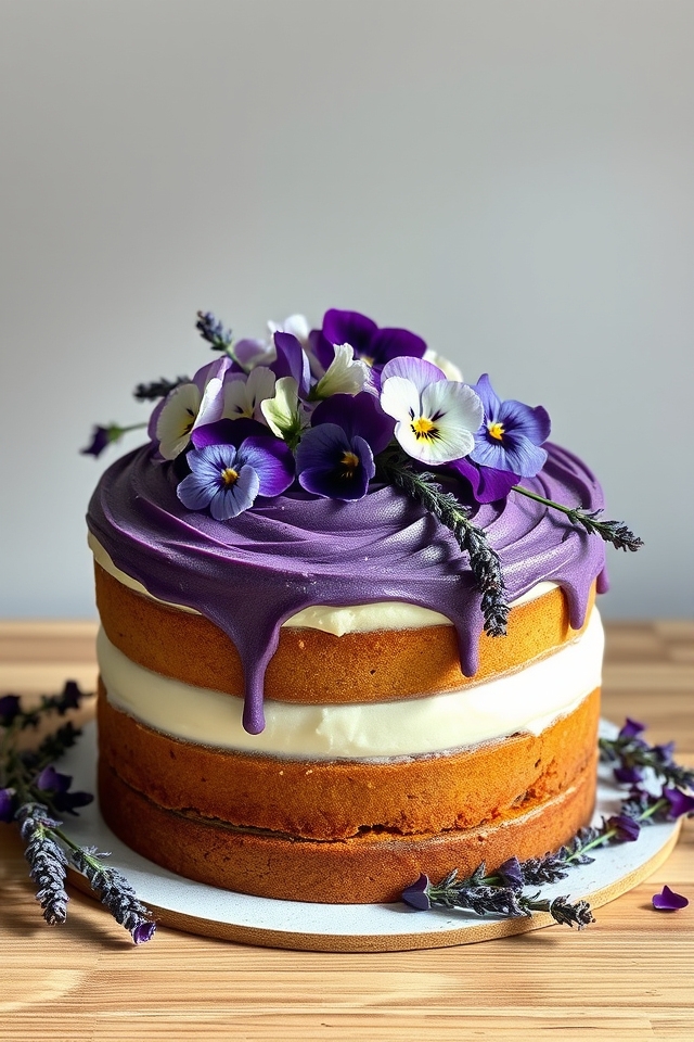 rustic purple buttercream cake