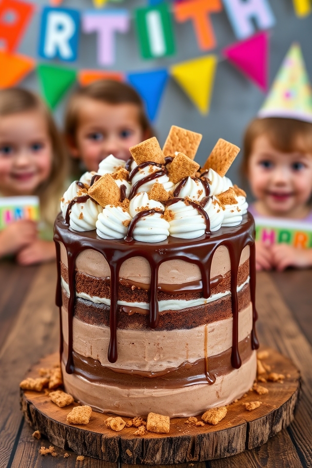 s mores chocolate milkshake cake