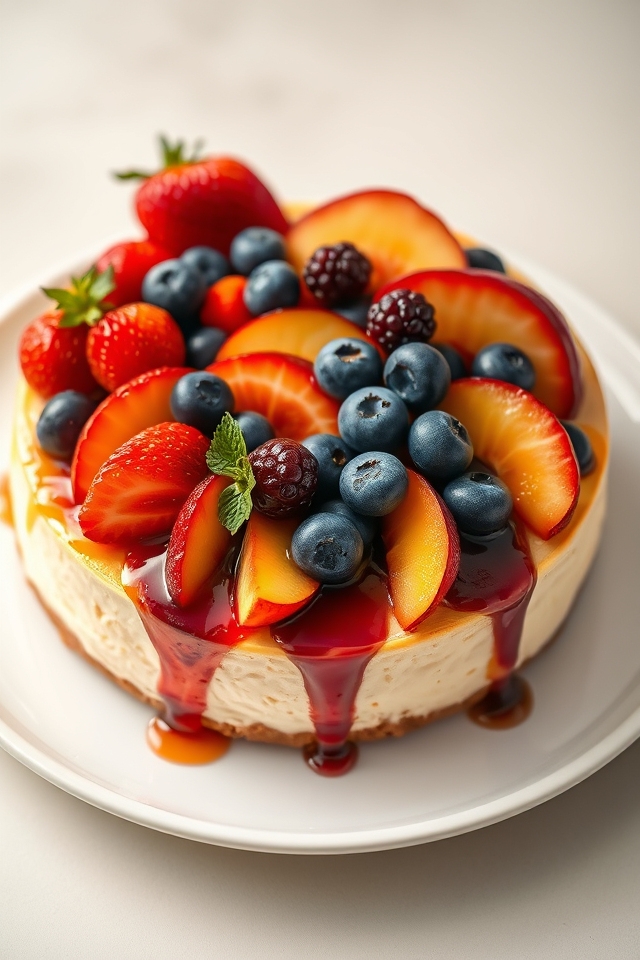 seasonal fruit topped cheesecake
